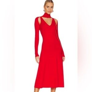 LPA Varenna Cut Out Knit Midi Dress in Red-Small-SOLD OUT ONLINE